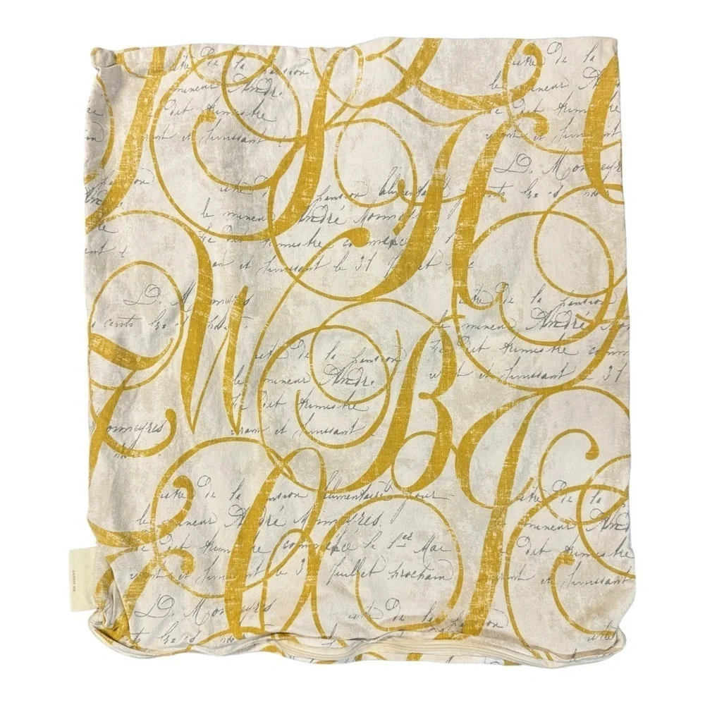 Cream and Yellow Script Throw Pillow Cover
